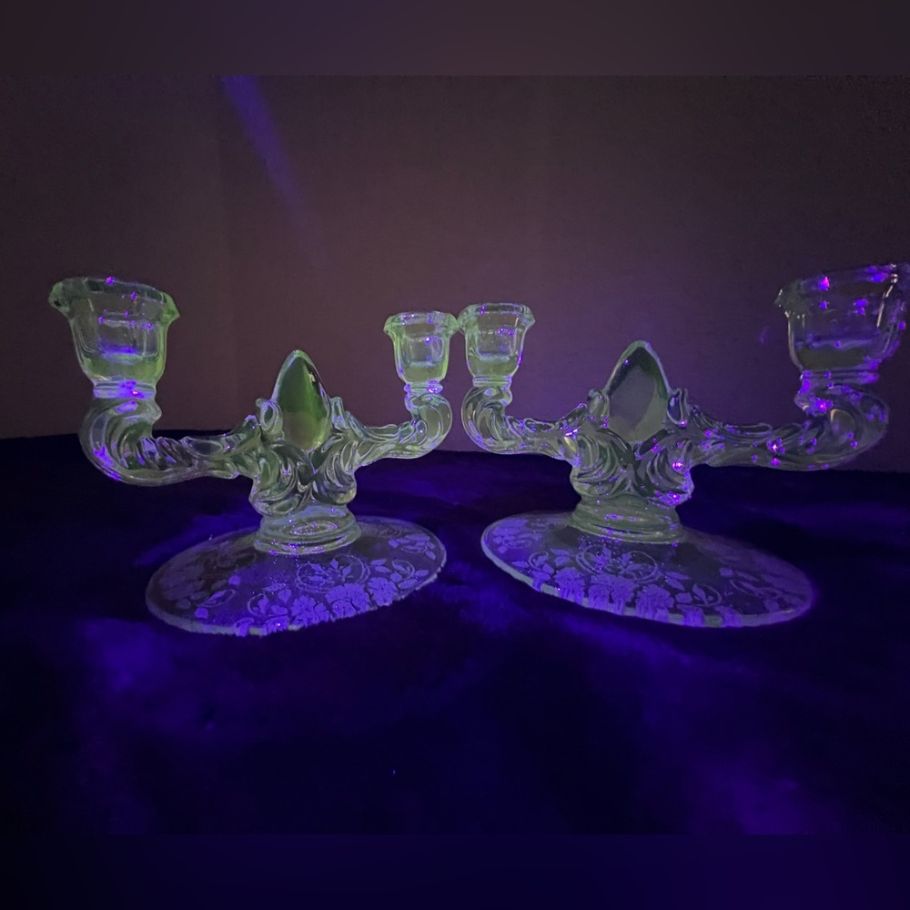 Vintage Glass Candle Holders Manganese
